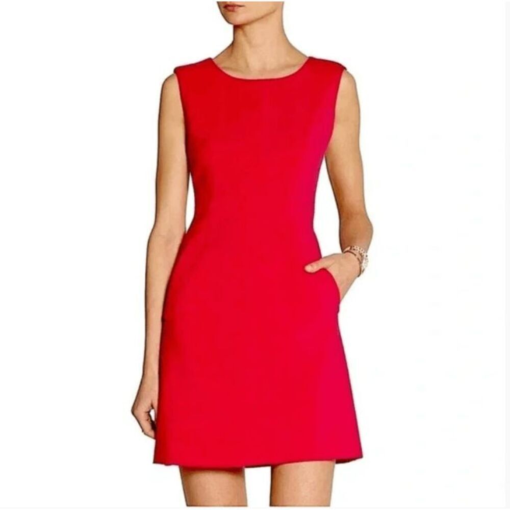 Diane Von Furstenberg Carpreena Mini Dress Knit Gold Back Zip Red‎ Size 4